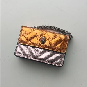 Kurt Geiger Orange and Silver Quilted mini bag
